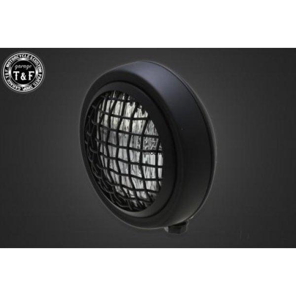 4024000 ガレージT&amp;F 4.5in グリルヘッドライト(マットブラック)クリアーレンズ+ステ...