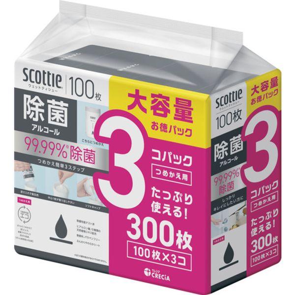 【メーカー在庫あり】 77137 スコッティ ウェットティシュー除菌 アルコール 100枚 つめかえ...