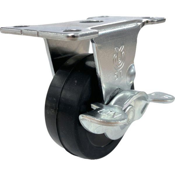 【メーカー在庫あり】 ER-50RS プレート式 固定 キャスター ゴム 車輪径50mm ストッパー...