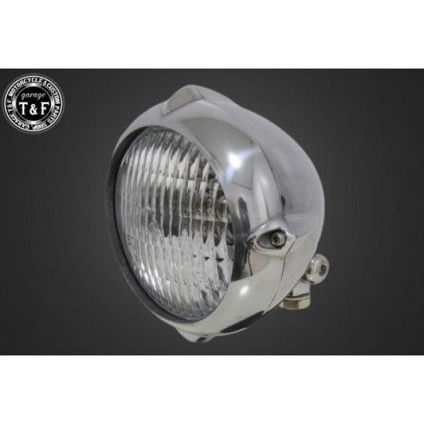 4021500 ガレージT&amp;F 4.5in ビンテージヘッドライト(ポリッシュ)クラシックレンズ(ク...