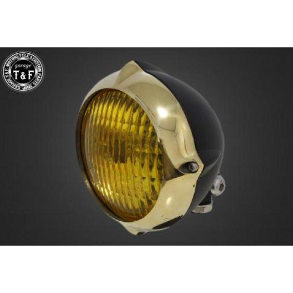 4021654 ガレージT&amp;F 4.5in ビンテージライト(真鍮/マット黒)クラシックレンズ(黄)...