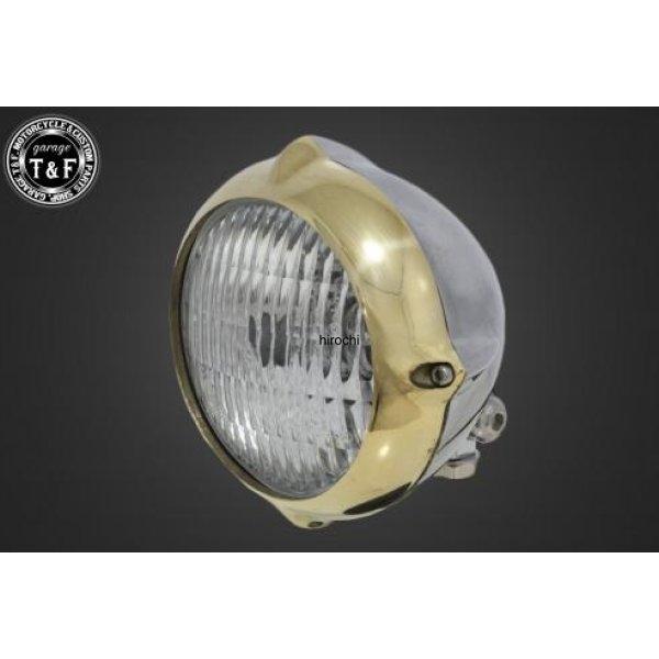 4021676 ガレージT&amp;F 4.5in ビンテージヘッドライト(真鍮/ポリッシュ)クラシックレン...