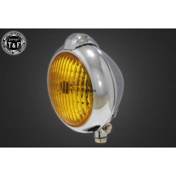 4022107 ガレージT&amp;F 4.5in ユニティタイプヘッドライト メッキ/イエローレンズ+ステ...
