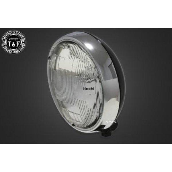 4022525 ガレージT&amp;F 5.75in プレートヘッドライト(メッキ/ブラック)クリアーレンズ...