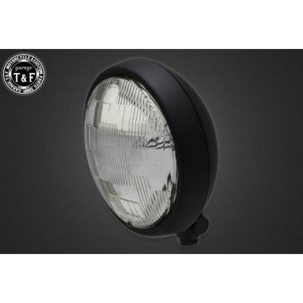 4022569 ガレージT&amp;F 5.75in プレートヘッドライト(マットブラック)クリアーレンズ+...