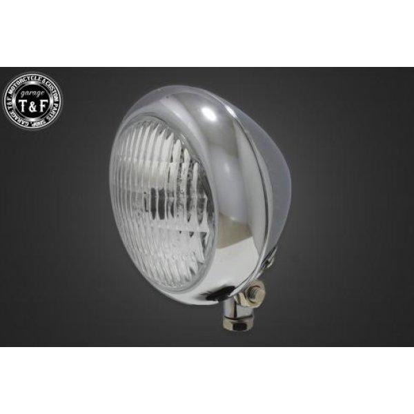 4023009 ガレージT&amp;F 4.5in トラクターヘッドライト メッキ/クリアーレンズ+ステーH...