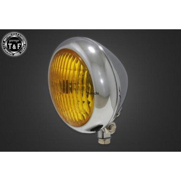 4023031 ガレージT&amp;F 4.5in トラクターヘッドライト メッキ/イエローレンズ+ステーH...