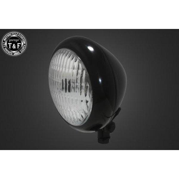 4023053 ガレージT&amp;F 4.5in トラクターヘッドライト(ブラック)クリアーレンズ+ステー...