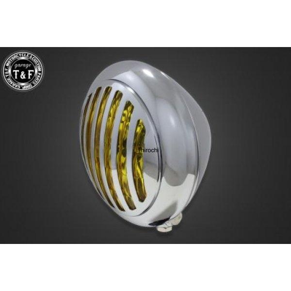 4023934 ガレージT&amp;F 5.75in マスクドトラクターヘッドライト(メッキ)イエローレンズ...