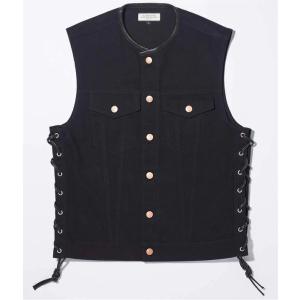 6601 カドヤ KADOYA 2024年春夏モデル ベスト SOLID BIKER VEST 黒 4Lサイズ SP店｜hirochi3