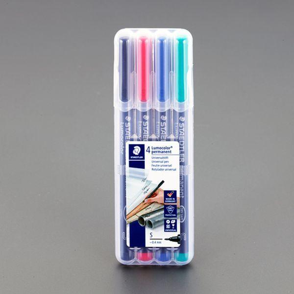 【メーカー在庫あり】 000012327559 エスコ ESCO 4色/超極細 油性マーカーセット(...