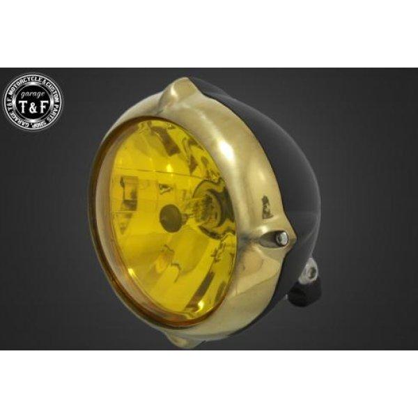 4021428 ガレージT&amp;F 5.75in ビンテージヘッドライト(真鍮/マットブラック)ユーロレ...