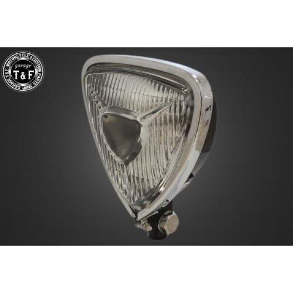 4021833 ガレージT&amp;F ビンテージトライアングルヘッドライト(メッキ/ブラック)クリアーレン...