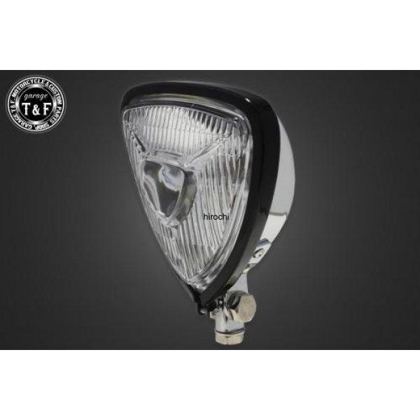 4022346 ガレージT&amp;F ビンテージトライアングルヘッドライト(ブラック/メッキ)クリアーレン...