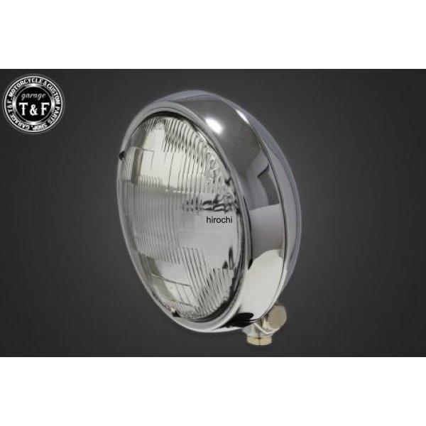 4022437 ガレージT&amp;F 5.75in プレートヘッドライト メッキ/クリアーレンズ+ステーH...