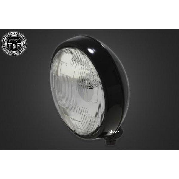 4022481 ガレージT&amp;F 5.75in プレートヘッドライト(ブラック)クリアーレンズ+ステー...