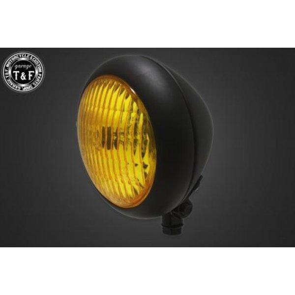 4023119 ガレージT&amp;F 4.5in トラクターヘッドライト(マットブラック)イエローレンズ+...
