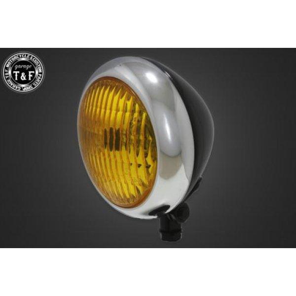 4023163 ガレージT&amp;F 4.5in トラクターヘッドライト(メッキ/ブラック)イエローレンズ...