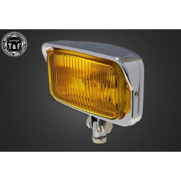 4023336 ガレージT&amp;F ビンテージスクエアヘッドライト(メッキ)イエローレンズ+ステーD ス...