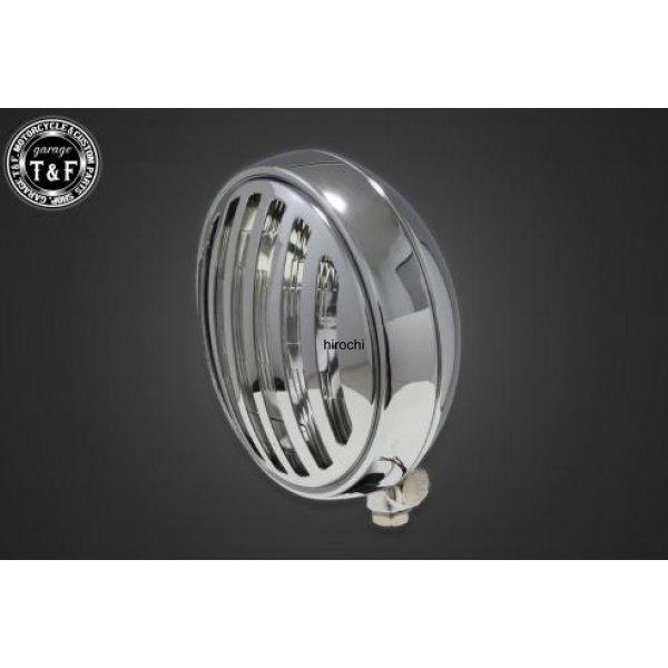 4023449 ガレージT&amp;F 5.75in マスクドヘッドライト(メッキ)クリアーレンズ+ステーH...