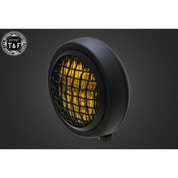 4023978 ガレージT&amp;F 4.5in グリルヘッドライト(マットブラック)イエローレンズ+ステ...