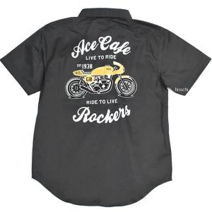 【メーカー在庫あり】 AC001WH-BK-XL エースカフェロンドン ACE CAFE LONDON ワークシャツ Live to Ride 黒 XLサイズ JP店｜hirochi