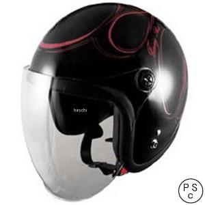 4984679510199 TNK工業 ジェットヘルメット JL-65SR 黒/ラメピンクファイヤー フリーサイズ JP店