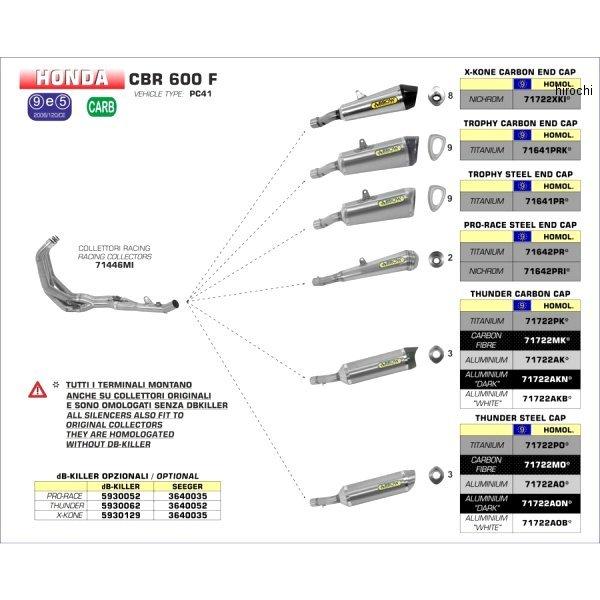 71722AK アロー ARROW スリップオンマフラー THUNDER 11年-13年 CBR60...