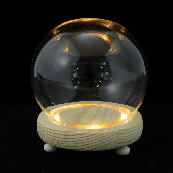 TOYMYTOY ガラスドーム 透明 LED照明付き コレクションケース 木質ベース ガラスカバー ...