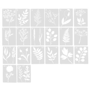 Lurrose ステンシルシート トロピカルリーフステンシル 製図用テンプレート 手帳 描画 花柄 模様 葉壁ステンシルテンプレート ステン