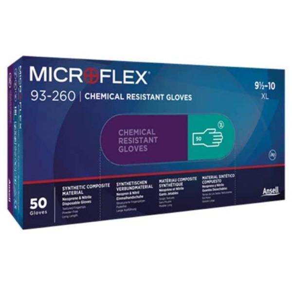 Microflex アンセル ネオプレンゴム使い捨て手袋 マイクロフレックス 93-260 Mサイズ...