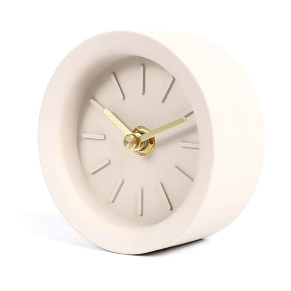 YH シンプルな北欧時計ラウンド工業用風セメント時計ベッドサイドミュート小さな目覚まし時計装飾時計（...