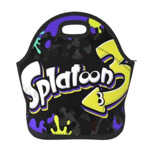 スプラトゥーン ランチバッグ ブラック お弁当箱 保冷 がま口 保温 保冷バッグ ファスナー付き コンパクト お弁当袋 ソフトクーラーバッグ