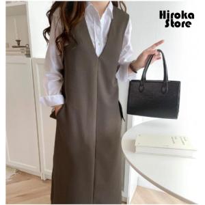 ワンピース レディース 上品リラクシーstyle ポケット付Vネックワンピース ゆったり長いスカート