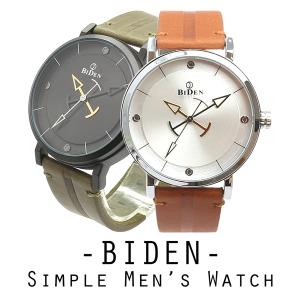 BIDEN バイデン 日本製ムーブメント 日常生活防水 3色の矢印針 革風ベルト BD009 メンズ腕時計｜hiroki-shop49