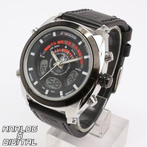 アナデジ デジアナ HPFS1819-SVBK アナログ&デジタル クロノグラフ ダイバーズウォッチ風メンズ腕時計｜hiroki-shop49