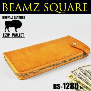 BEAMZSQUARE バッファローレザー（水牛革）L字ZIPロングウォレット BS-1280BUFキャメル｜hiroki-shop49