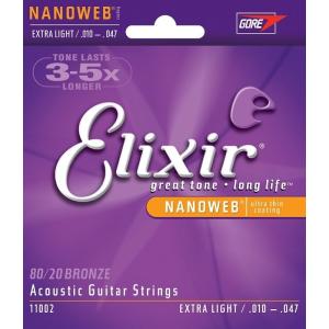 Elixir/エリクサー アコースティックギター弦 #11002 NANOWEB Extra Light .010-.047 _｜hiroland