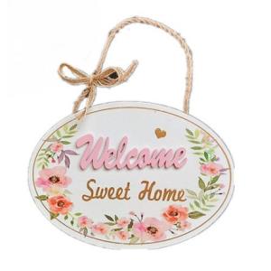 W木製 ELCOME サインボード 《ホワイト》 Sweet Home 掛け看板 ウェルカムプレート サインプレート _.｜hiroland