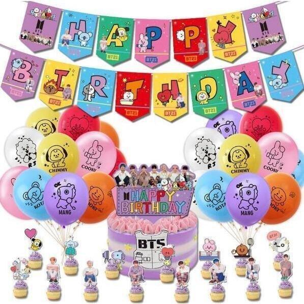 BT21 防弾少年団 BTSグッズ お誕生日 飾り付け バースデー バナー バルーン ケーキトッパー...