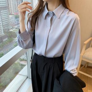 スキッパー 長袖 襟付き 春 前開き 秋 シャ...の詳細画像1