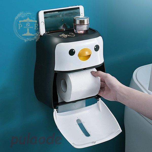 日用品雑貨 トイレ用品 トイレットペーパーホルダー ユニーク 動物 ペンギン 小物置き場 台 スマホ...