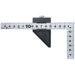 曲尺平ぴた  シルバー  １５cm  表裏同目  ストッパー付　 12437　広島工具　シンワ測定