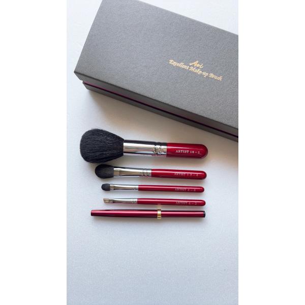 熊野筆　化粧筆　竹宝堂　Artistシリーズ5本セット　チーク　アイシャドウ　アイブロウ　リップ　2...