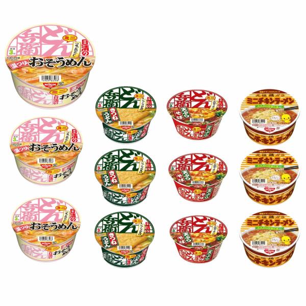 日清食品 カップ麺 どん兵衛 おそうめんも入ったミニシリーズ 4種類×3個(12食) セット 関東圏...