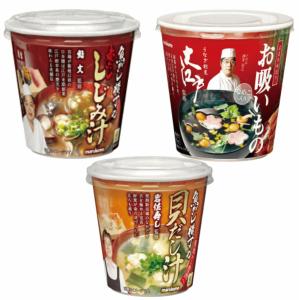 【簡単便利 生みそタイプ】 マルコメ  具材たっぷりの高級カップ味噌汁 名店の味 魚がし横丁 貝だし汁 赤だししじみ 大江戸お吸物 18個セット 関東圏送料無料｜hiroshimaya-pachi