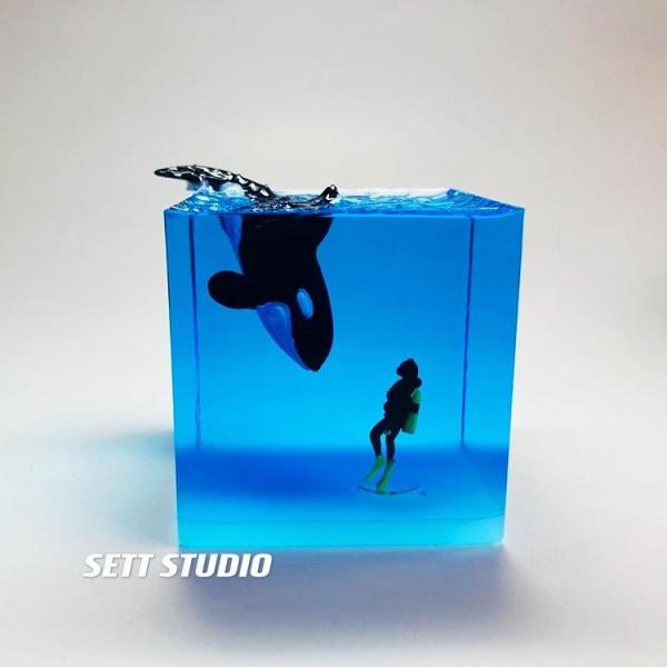 SETT STUDIO USBランプ 手作り シャチ ダイバー 魚 海洋動物 コレクター ギフト 潜...