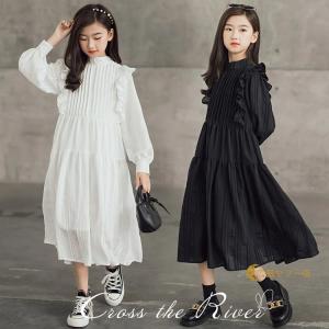 卒業式 ワンピース 女の子 160 黒 白 韓国...の商品画像