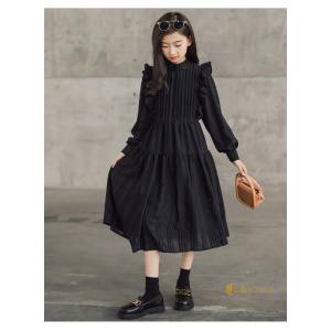 卒業式 ワンピース 女の子 160 黒 白 韓...の詳細画像1