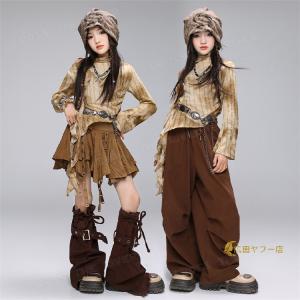 茶色 k-pop 衣装 キッズダンス衣装 セッ...の詳細画像4